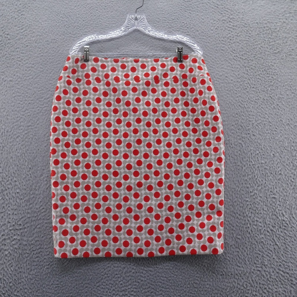 Tanner Womens Red Tan Floral Polka Dot Pencil Skirt Size 12 Geometric Textured